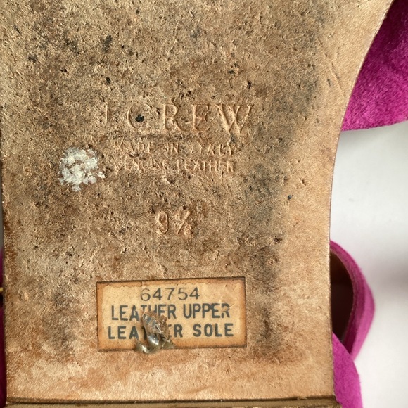 J. Crew Suede Leather Upper and Sole Made in Italy Size 9.5 Sandal Berry Color - Picture 9 of 11